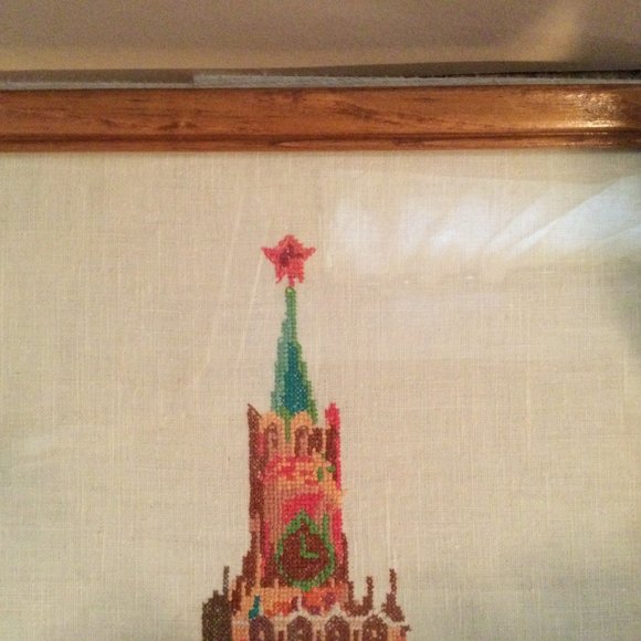 Handmade needlework hand cross stitched picture framed church - Picture 2 of 6